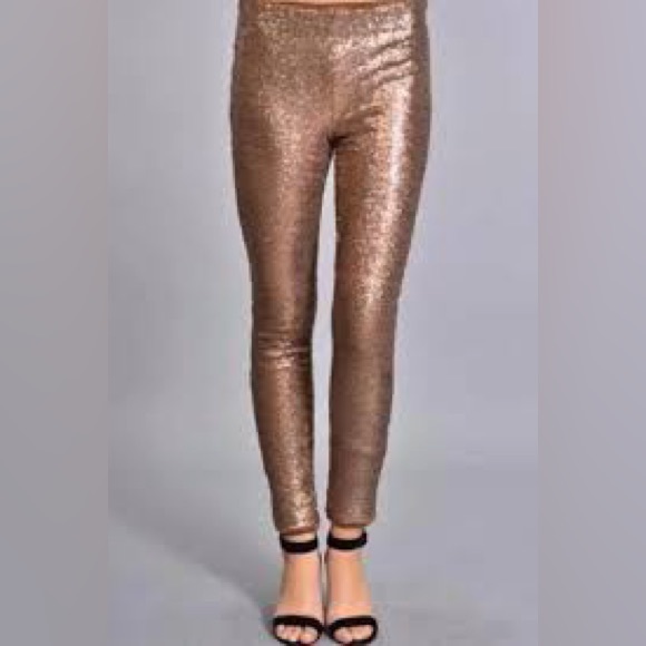 rosette Pants - Rosette Bronze sequin leggings L